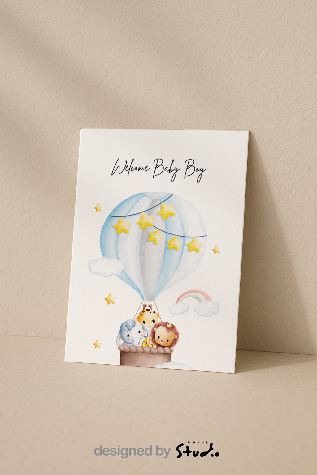 Welcome Baby Boy Karte | Grußkarte zur Geburt