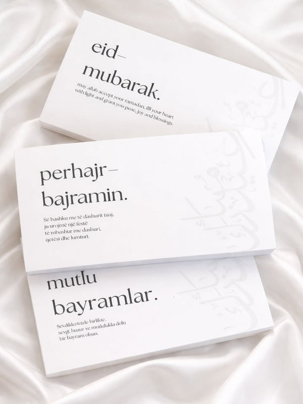 Toffifee Banderole Zuckerfest / Bayram – Minimalistisches Design | Mehrsprachig | Eid Mubarak Geschenkverpackung