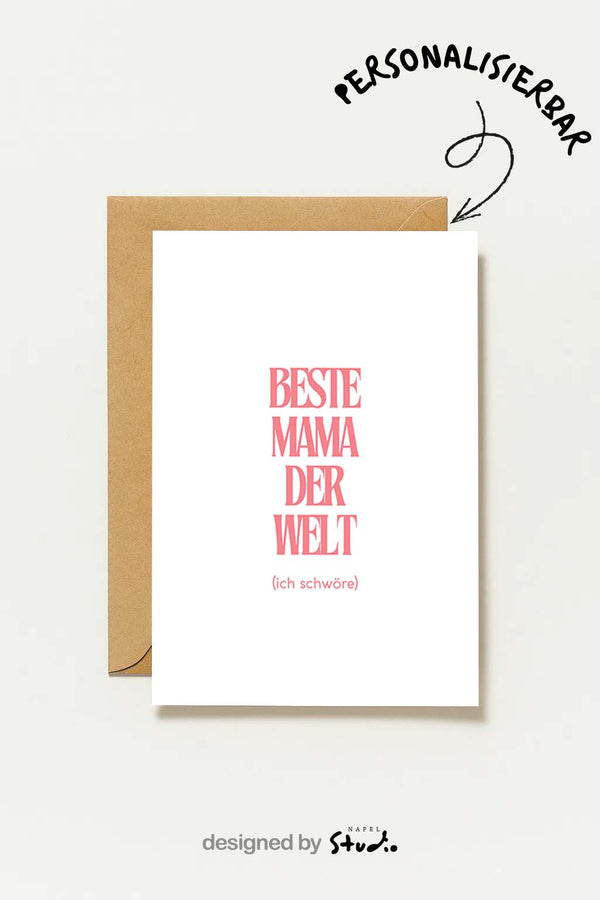 Beste Mama der Welt (ich schwöre) – Lustige Grußkarte für Muttertag, Geburtstagskarte für Mama, liebevolle Karte für die beste Mutter