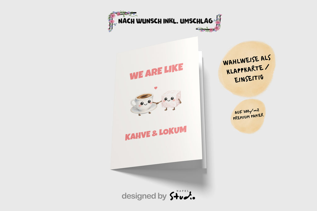 We Are Like Kahve Lokum Grußkarte | Romantische türkische Liebeskarte