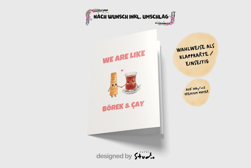 We Are Like Börek Cay Grußkarte | Romantische türkische Liebeskarte