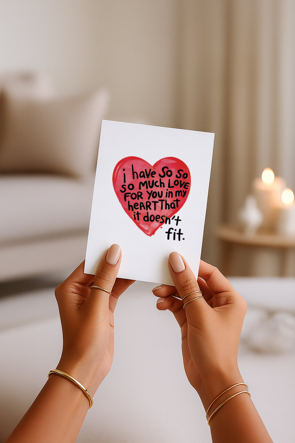 Carte minimaliste en forme de cœur – Joyeuse Saint-Valentin ou anniversaire | Cadeau pour votre partenaire