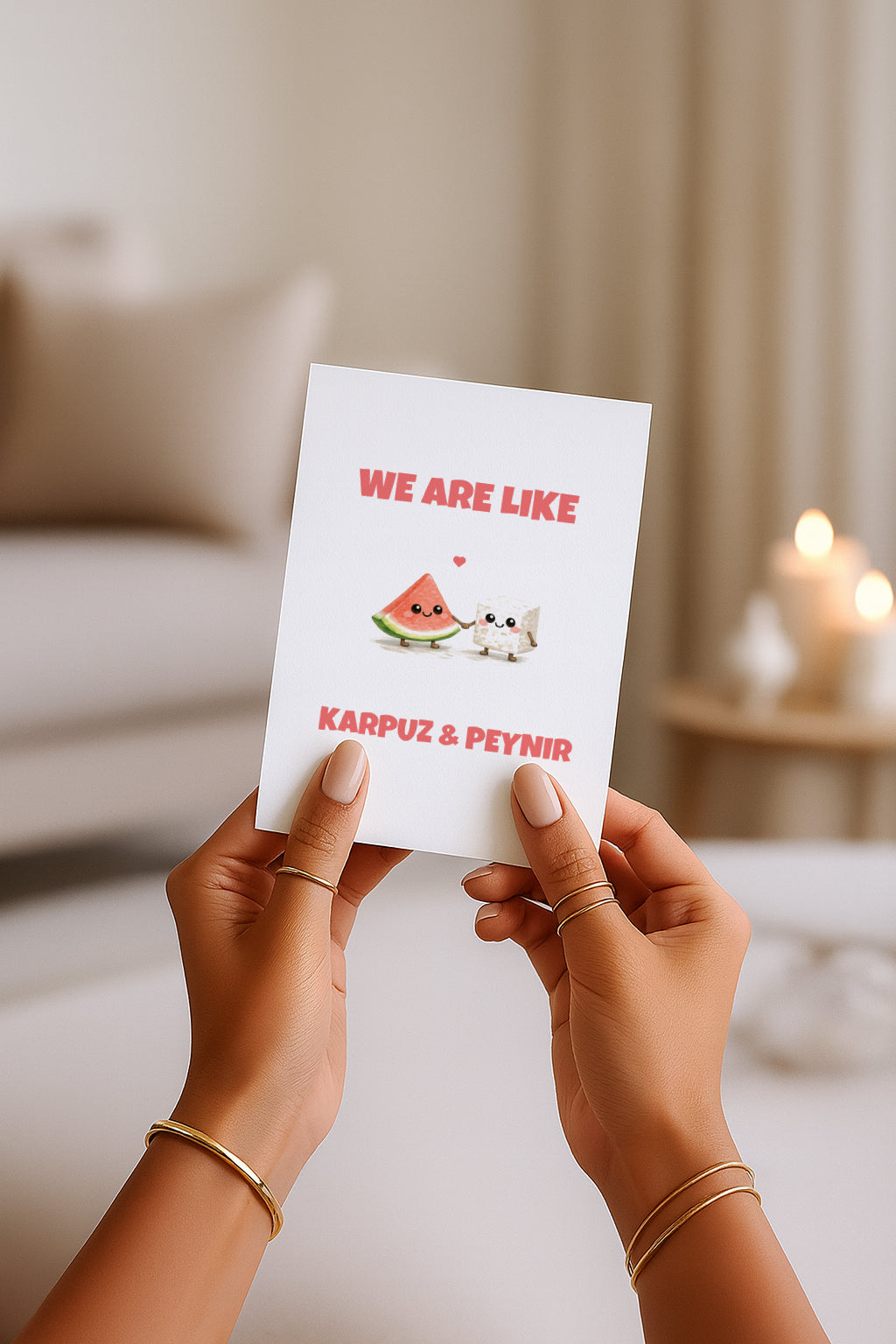 We Are Like Karpuz Peynir Grußkarte | Romantische türkische Liebeskarte