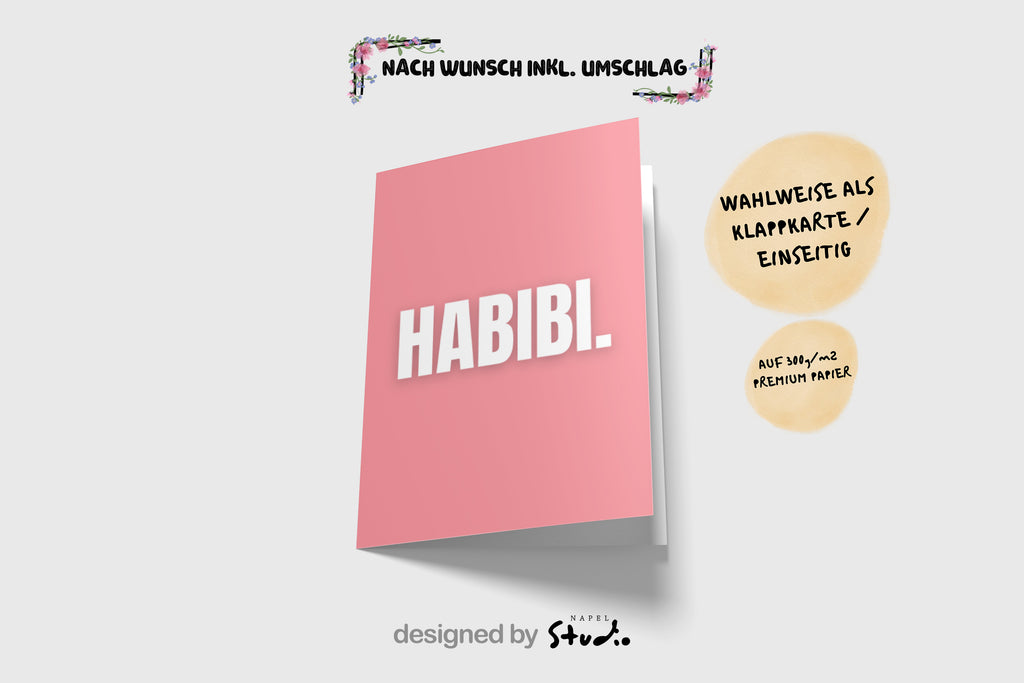Habibi Grußkarte | Romantische Liebeskarte Arabisch