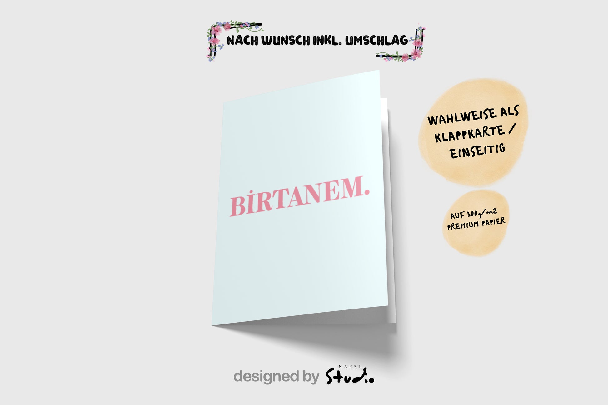 Birtanem Grußkarte | Romantische türkische Liebeskarte minimalistisch