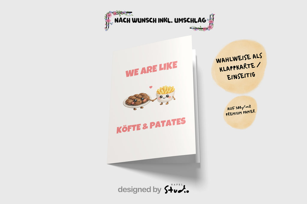 We Are Like Köfte Patetes Grußkarte | Romantische türkische Liebeskarte