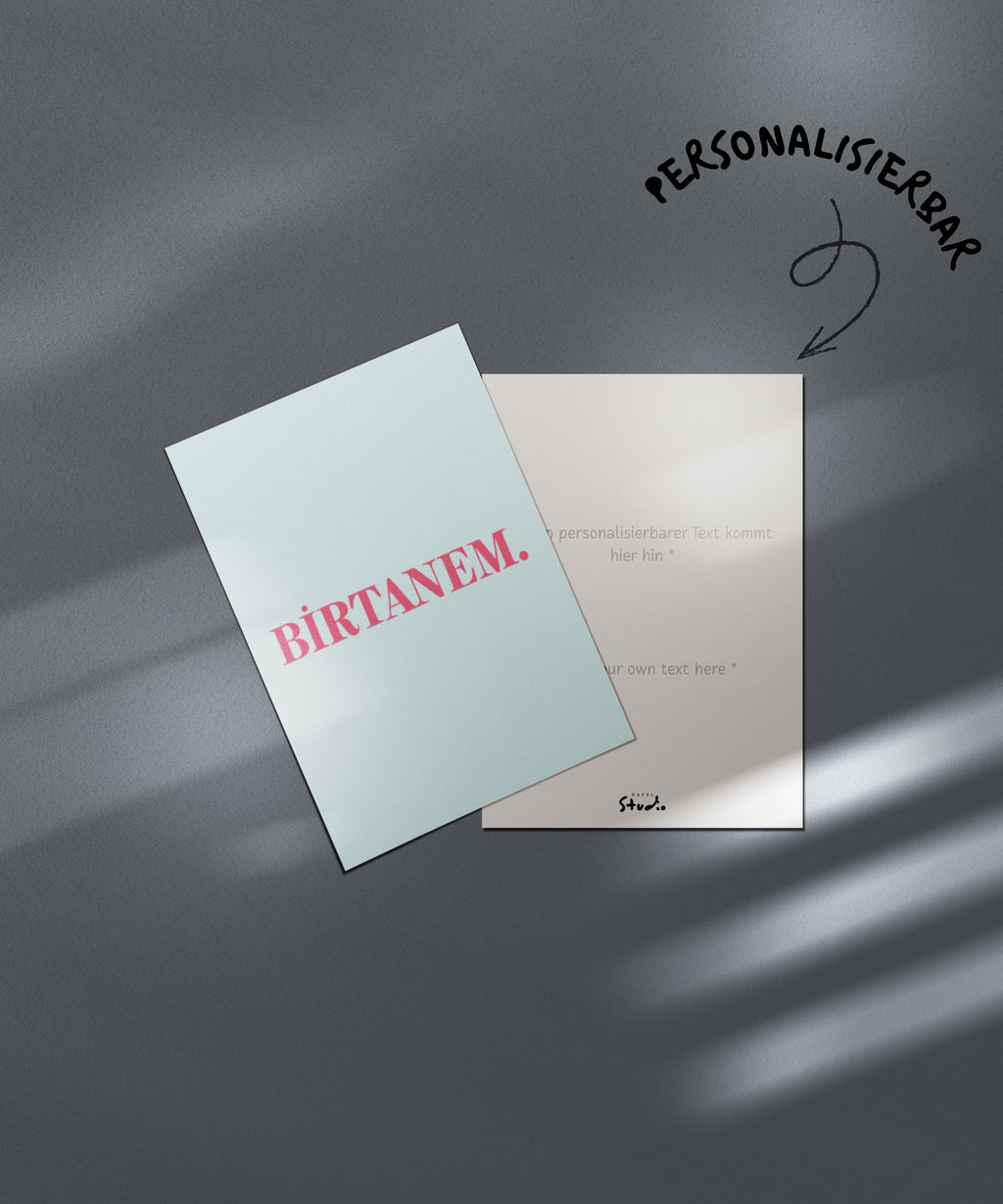 Birtanem Grußkarte | Romantische türkische Liebeskarte minimalistisch