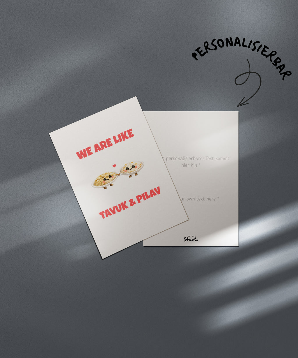 We Are Like Tavuk Pilav Grußkarte | Romantische türkische Liebeskarte