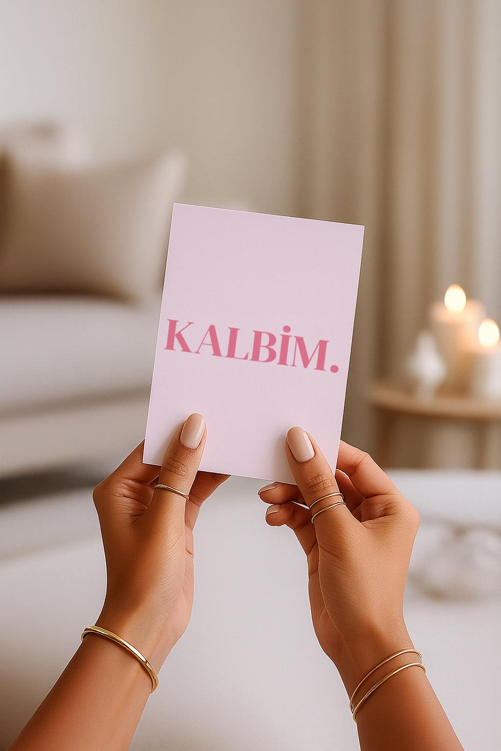 Kalbim Grußkarte | Romantische türkische Liebeskarte minimalistisch