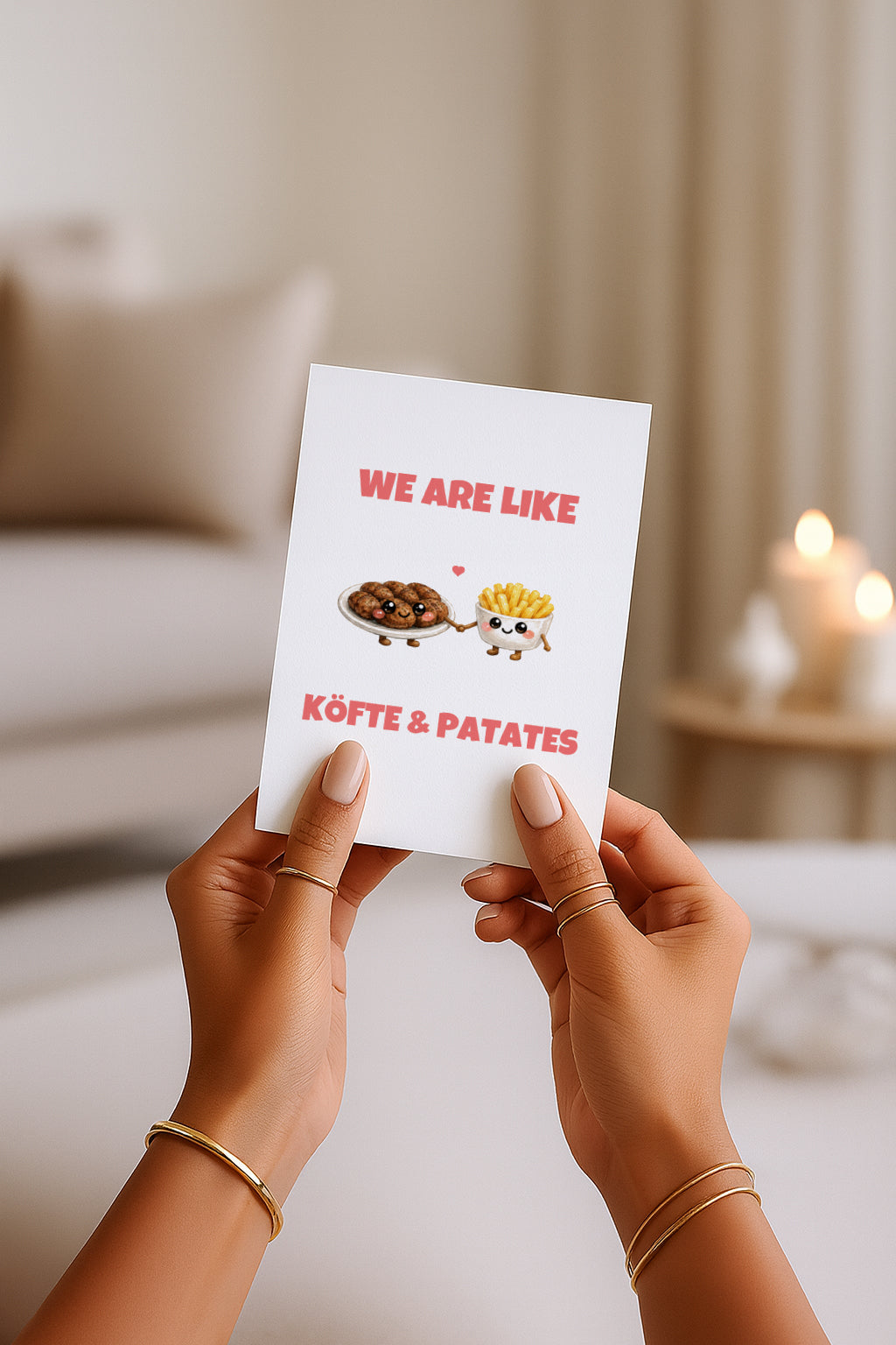 We Are Like Köfte Patetes Grußkarte | Romantische türkische Liebeskarte