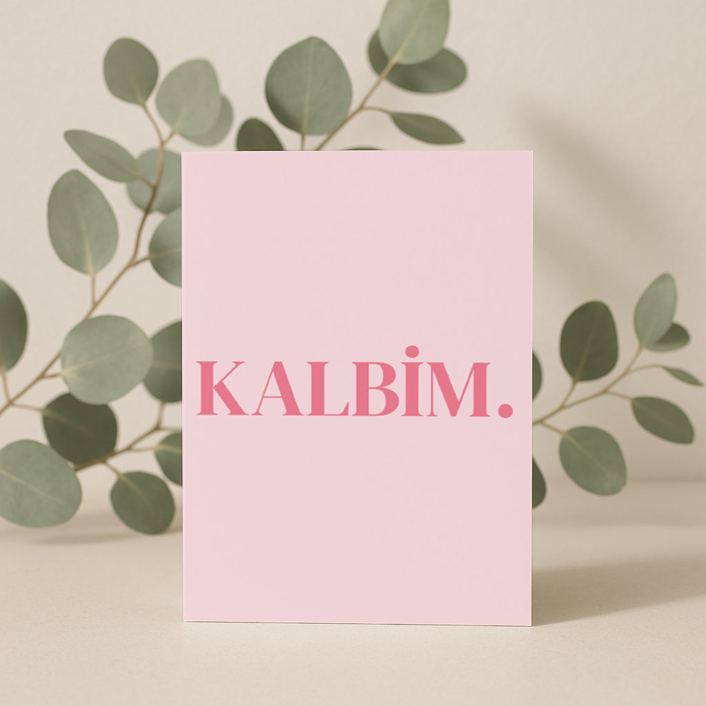 Kalbim Grußkarte | Romantische türkische Liebeskarte minimalistisch