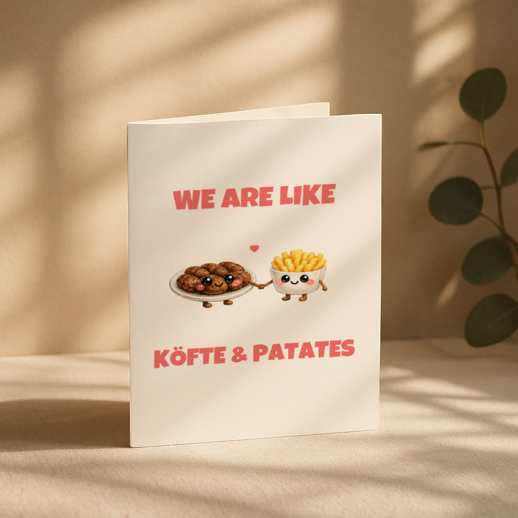 We Are Like Köfte Patetes Grußkarte | Romantische türkische Liebeskarte