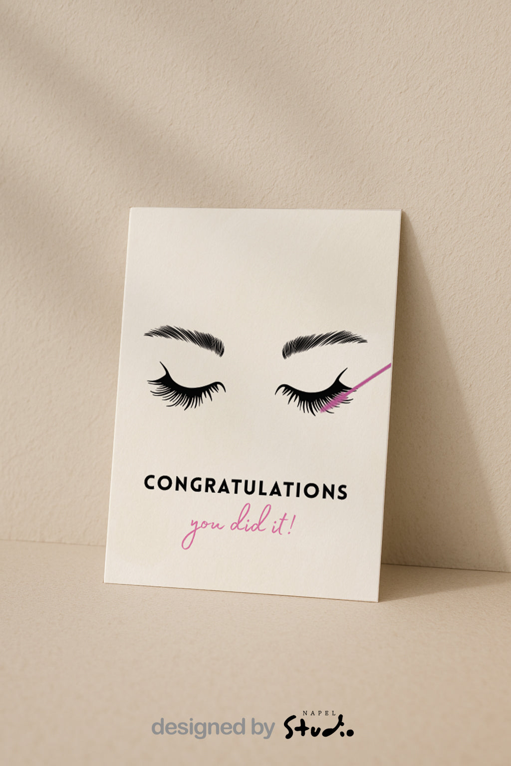 Carte de félicitations pour la formation en rehaussement de cils | Carte d'examen d'esthéticienne | Félicitations pour la réussite de votre examen ! | Beauté