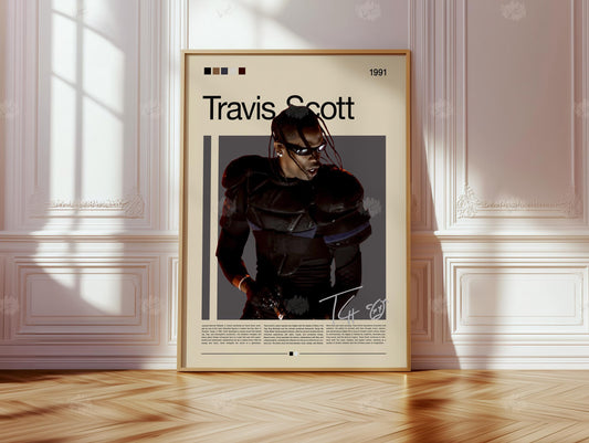Travis Scott PosterSchwarz Weiß Wanddeko
