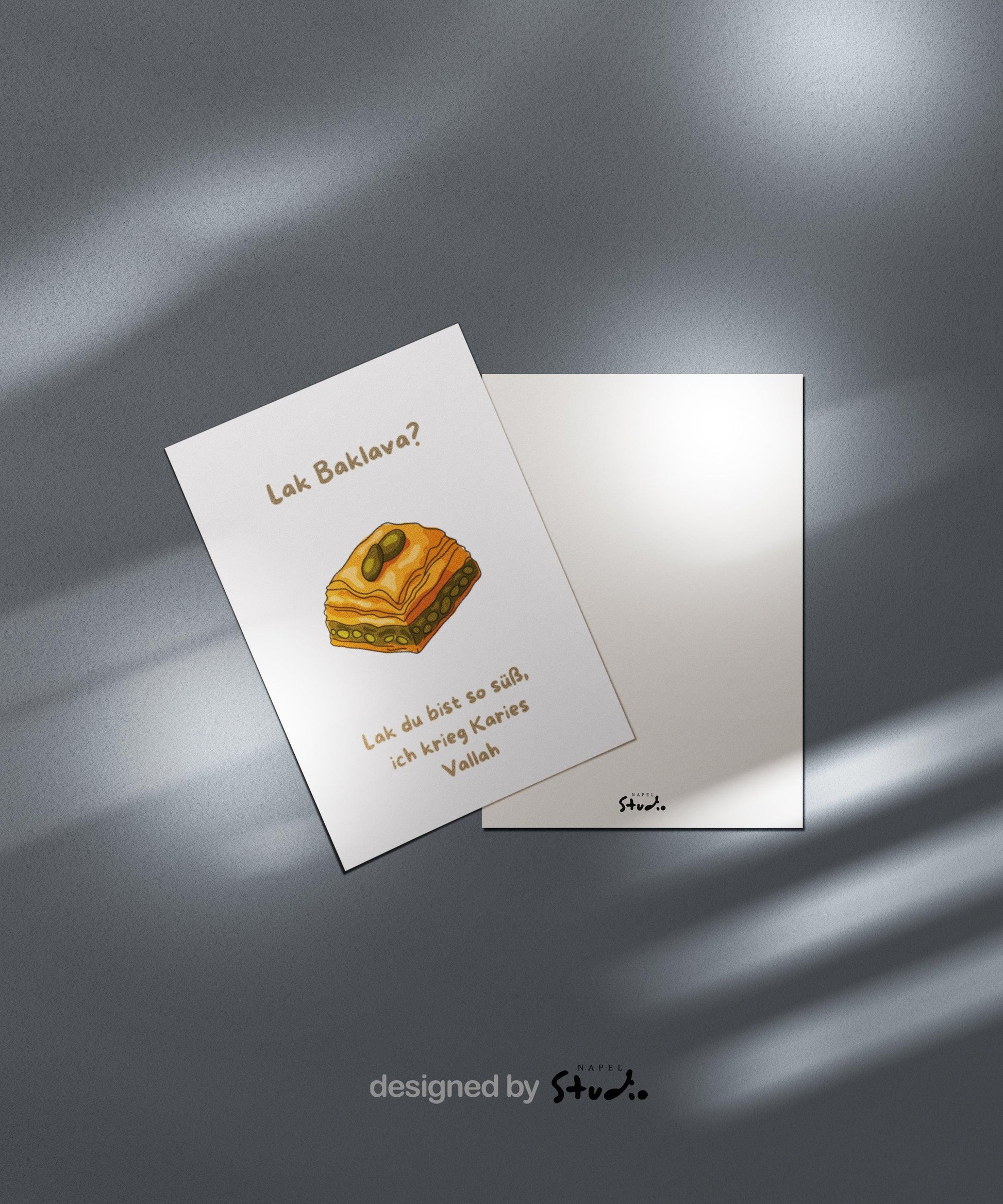 Baklava Karte | Süße Spruchkarte Türkisch | Türkische Karte | Liebevolle Fun Karte | Süßer Spruch Vallah, Karte mit Baklava