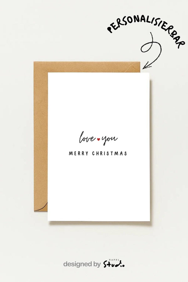 Love You Merry Christmas Minimalistische Weihnachtskarte Für Paare Liebevolle Winter Perfekte Romantische Geschenkidee