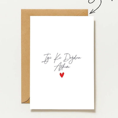 İyi ki doğdun aşkım Karte | Türkische Liebes Geburtstagskarte im minimalistischen Stil | A6 romantische Grußkarte Geschenkidee für Partner