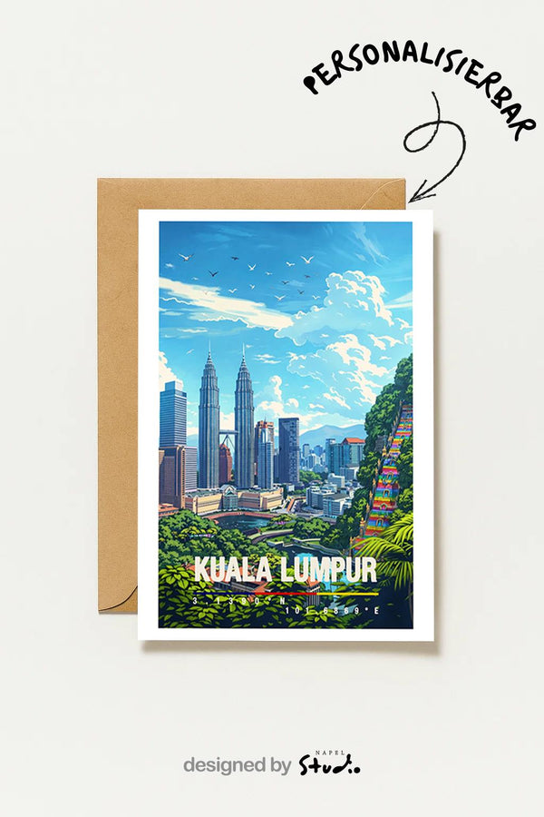 Kuala Lumpur Mit Skyline & Petronas Towers Moderne Malaysia Stadt Reisekarte Kl Travel