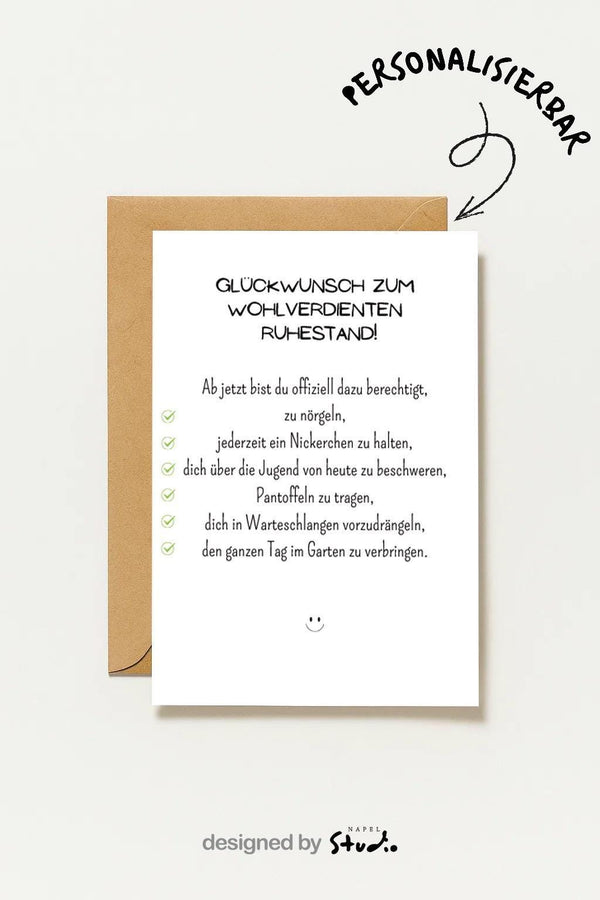 Abschiedskarte Ruhestand Glückwunsch Zum Wohlverdienten Ruhestand Lustige Kollegenkarte Humorvolle Zum Renteneintritt