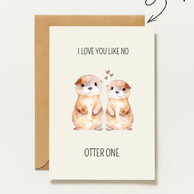 Otter Liebe Süße Tierkarte Mit Wortspiel Valentinskarte Otter One Niedliche Liebeskarte Für Partner Freund Freundin