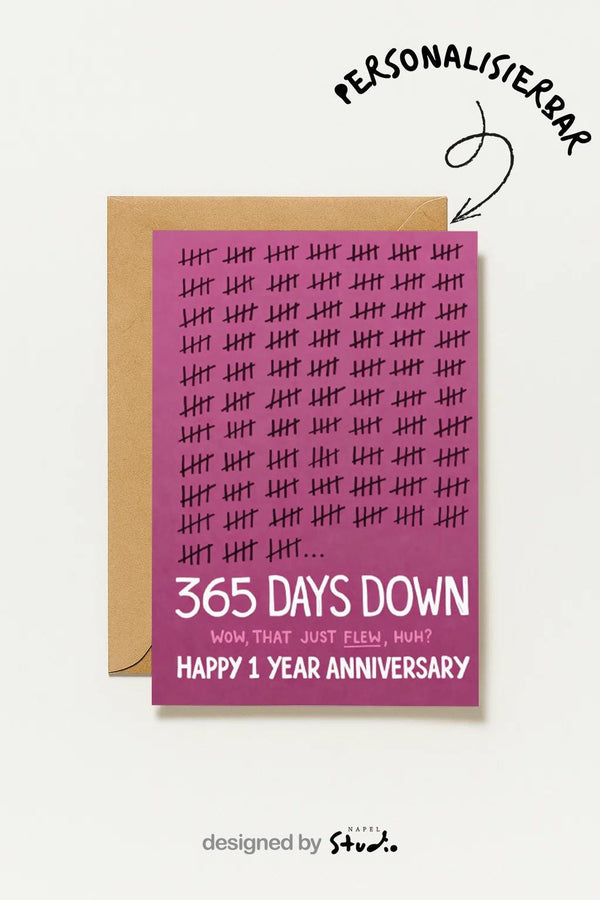 Postkarte 1 Jahr Jubiläum 365 Days Down Happy Anniversary Lustige Jahrestag Für Paare