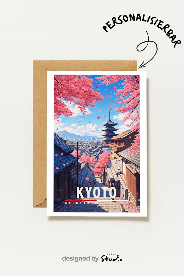 Kyoto Mit Pagode & Kirschblüten Im Frühling Japan Reisekarte Mit Tradition Kyoto Japan Travel