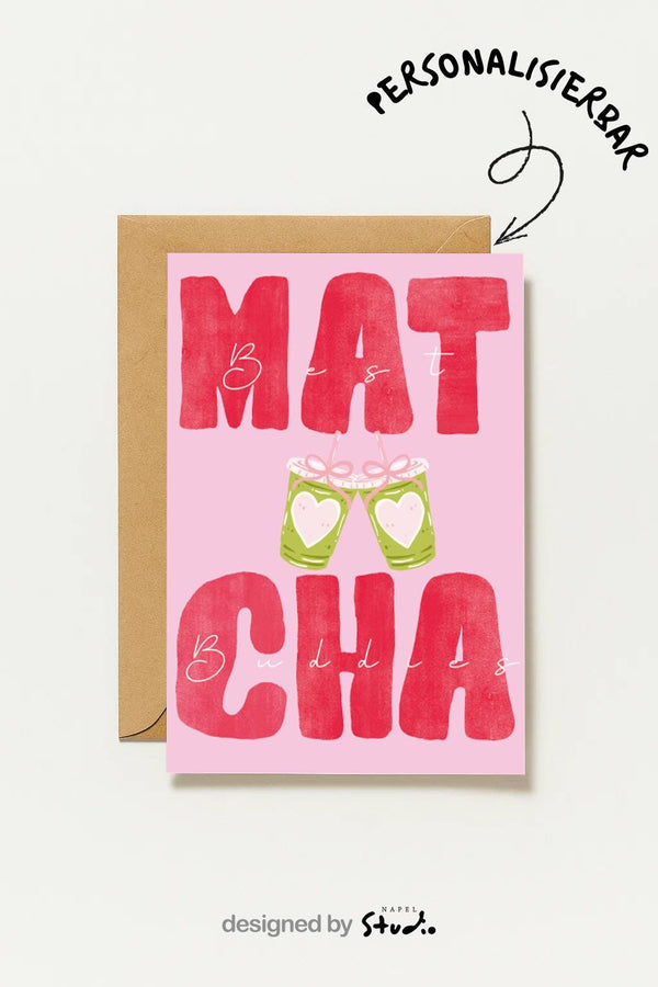 Postkarte Matcha Best Buddies Süße Für Freundschaft Lustige Matcha Geschenk Für Beste Freunde Matcha Illustration