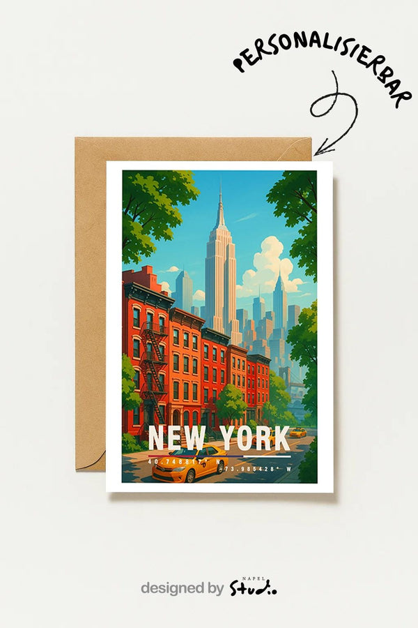 Postkarte New York Nyc Skyline Reise Stadtmotiv Vintage Travel New York Urban Landscape