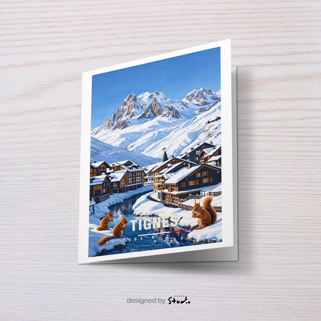Postkarte Tignes Mit Verschneitem Bergdorf Reise Frankreich Alpen Winterlicher Urlaubsgruß
