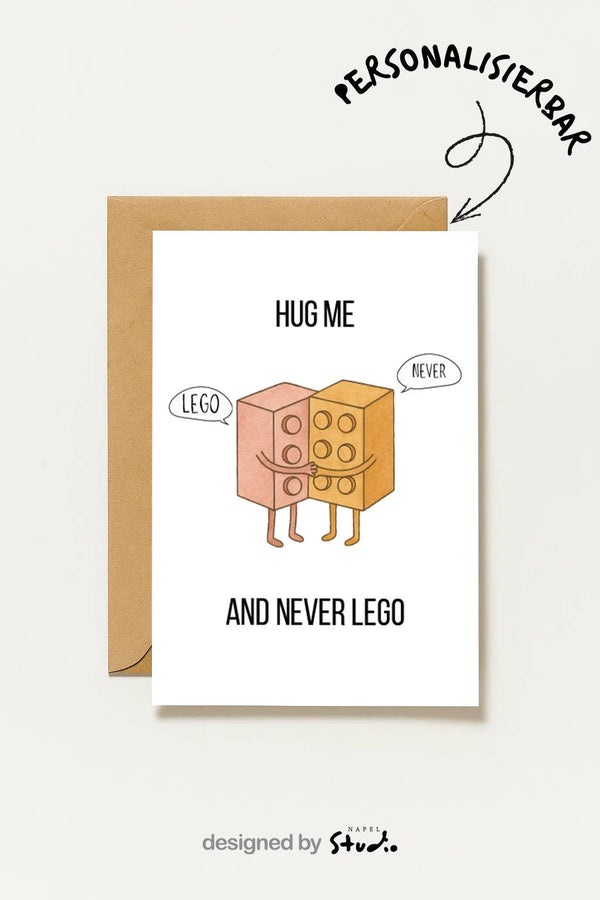 Postkarte Lustige Hug Me Witzige Lego Pun Liebe Humor Süße Umarmungs Funny Hug Pun