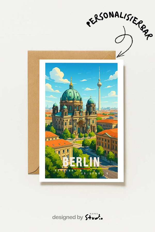 Postkarte Berlin Berliner Dom Berlin Skyline Illustration Reise Stadtmotiv Hauptstadt Deutschland