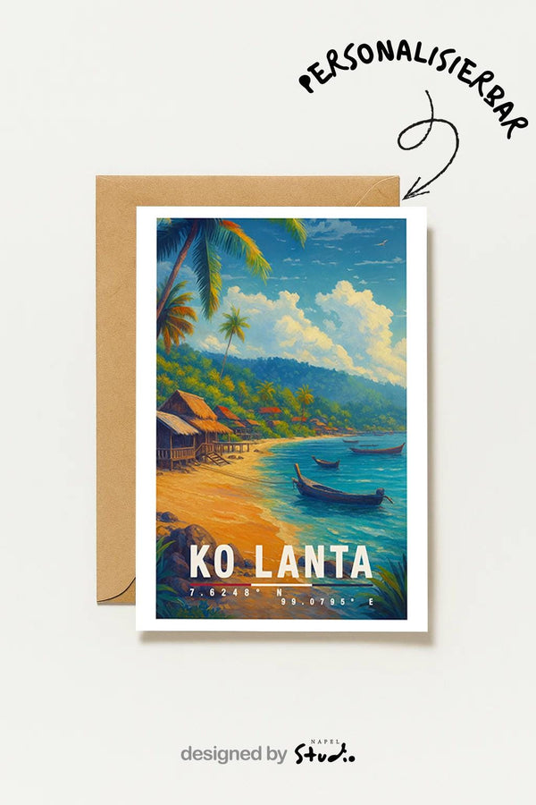 Postkarte Koh Lanta Thailand Strand & Meer Koh Lanta Illustration Insel Reise Tropenmotiv Thailand Travel