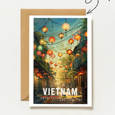 Vietnam Mit Laternenstraße & Altstadt Asiatische Reisekarte Mit Stimmung Vietnam Travel Art Vietnam