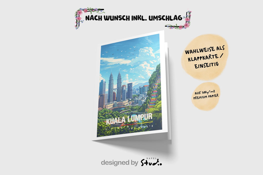 Kuala Lumpur Mit Skyline & Petronas Towers Moderne Malaysia Stadt Reisekarte Kl Travel