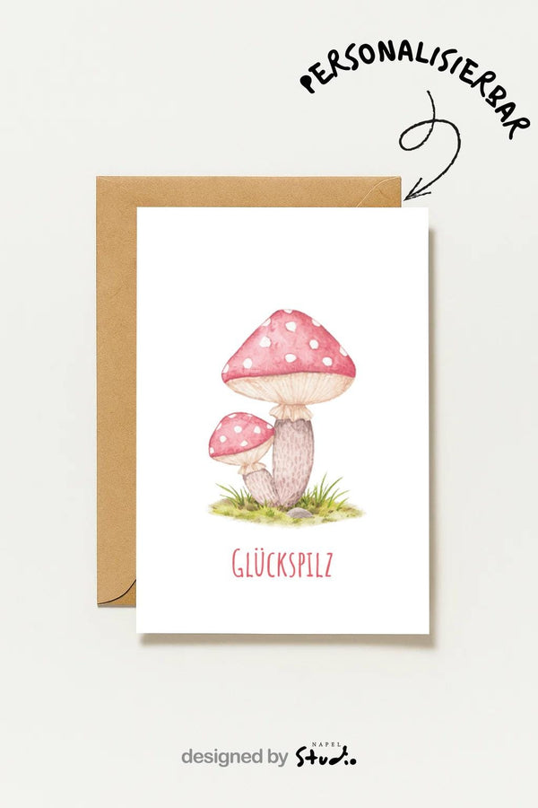 Glückspilz Geburtstagskarte Aquarell Fliegenpilz Mit Glücksmotiv Natürliche Glückwunschkarte Für Freunde