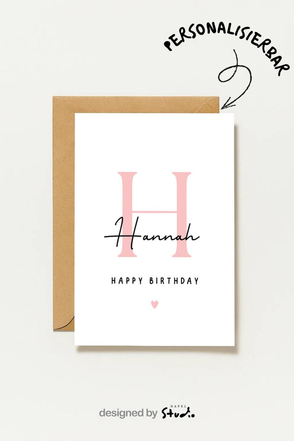 Personalisierte Geburtstagskarte Name Mit Buchstaben Moderne Minimalistische Birthday Geburstagskarte Für Jeden