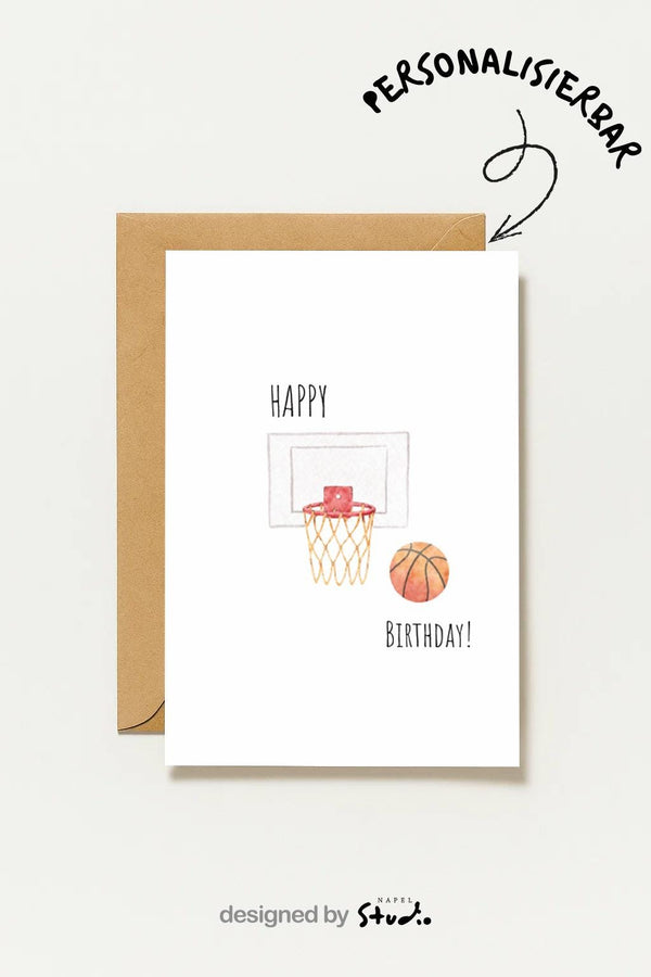 Basketball Geburtstagskarte Happy Birthday Mit Korb & Ball Sportliche Geburtstagskarte Für Basketballspieler Oder Fans