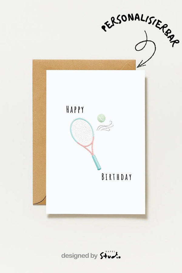 Tennis Geburtstagskarte Sportliche Happy Birthday Mit Tennisschläger & Ball Für Tennis Fans Oder Tennis Spieler