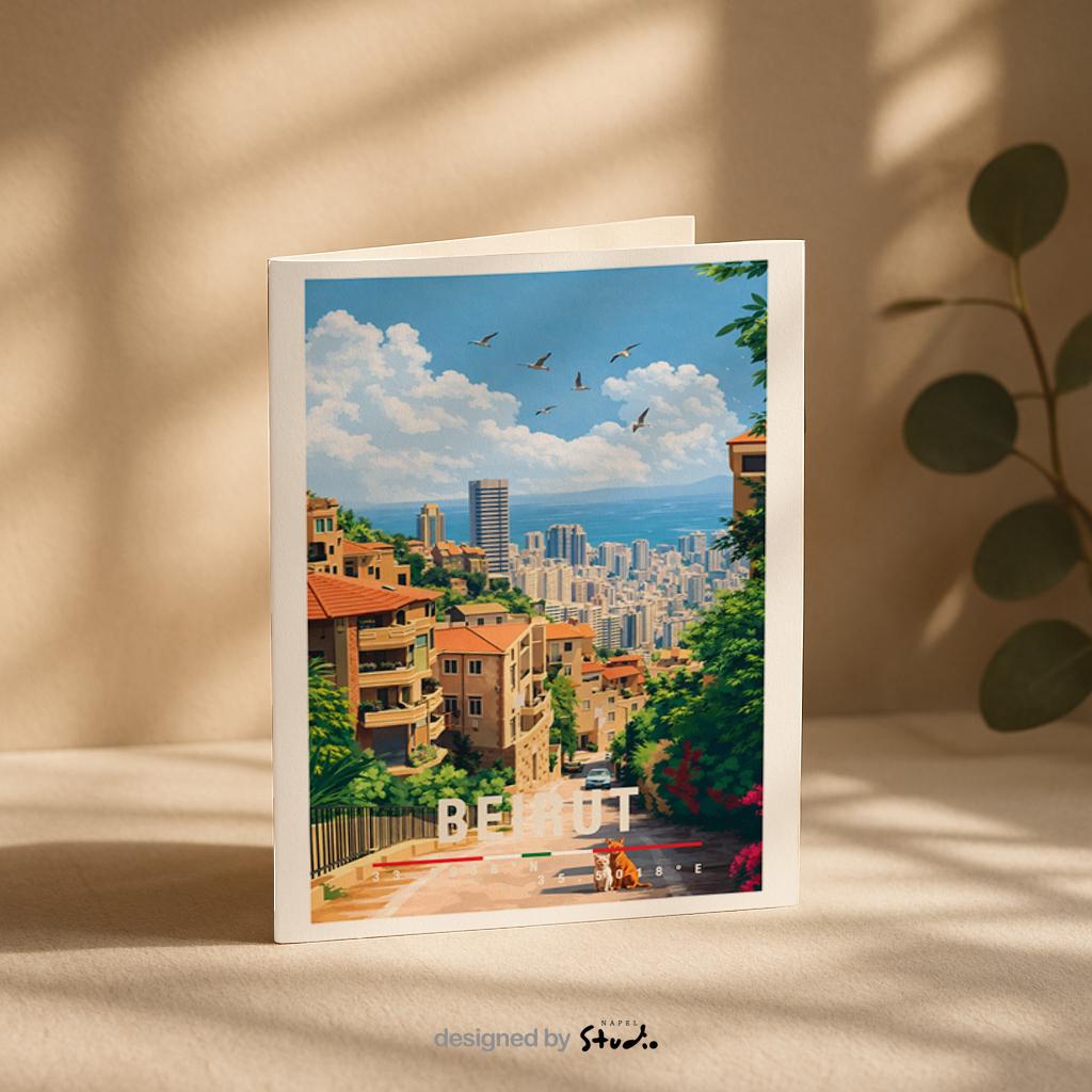 Grußkarte Malta | A6 Reisekarte | Urlaubskarte mit Blumen und Meer | Sommerkarte Mittelmeer | Geschenkidee für Reiseliebhaber | Architektur