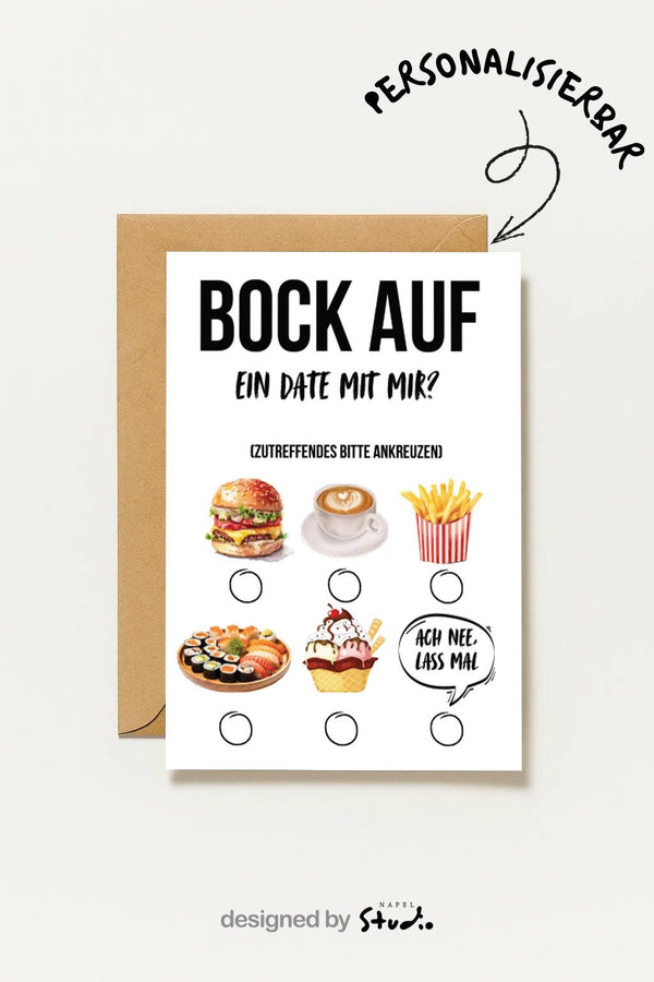 Bock Auf Ein Date Mit Mir? Lustige Dating , Witzige Zum Ankreuzen, Einladung Zum Date Valentinstag Geschenk Valentinskarte