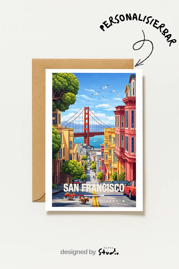 Postkarte San Francisco Mit Golden Gate Bridge Reise Usa & Stadtblick Kalifornischer Urlaubsgruß