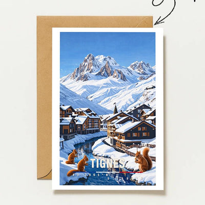Postkarte Tignes Mit Verschneitem Bergdorf Reise Frankreich Alpen Winterlicher Urlaubsgruß