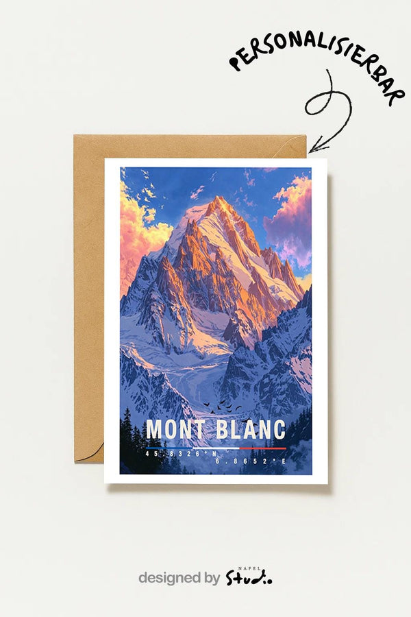 Postkarte Mont Blanc , Frankreich Berg , Alpen Motiv , Natur , Geschenk Für Bergliebhaber, Frankreich