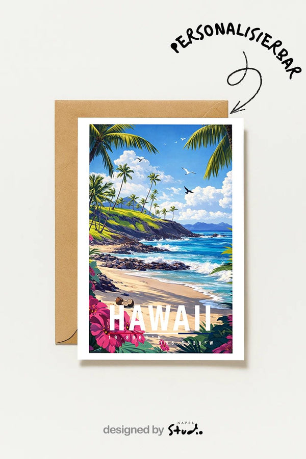 Postkarte Hawaii Strand, Reise Sommer, Tropische Mit Palmen Und Meer, Urlaubsgruß, Fernweh , Hawaii
