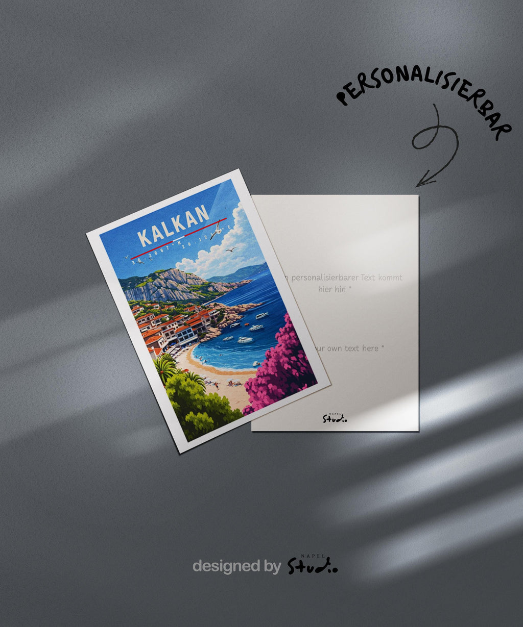 Postkarte Kalkan Mediterrane Reise Türkei Mit Hafen, Strand & Traditioneller Architektur