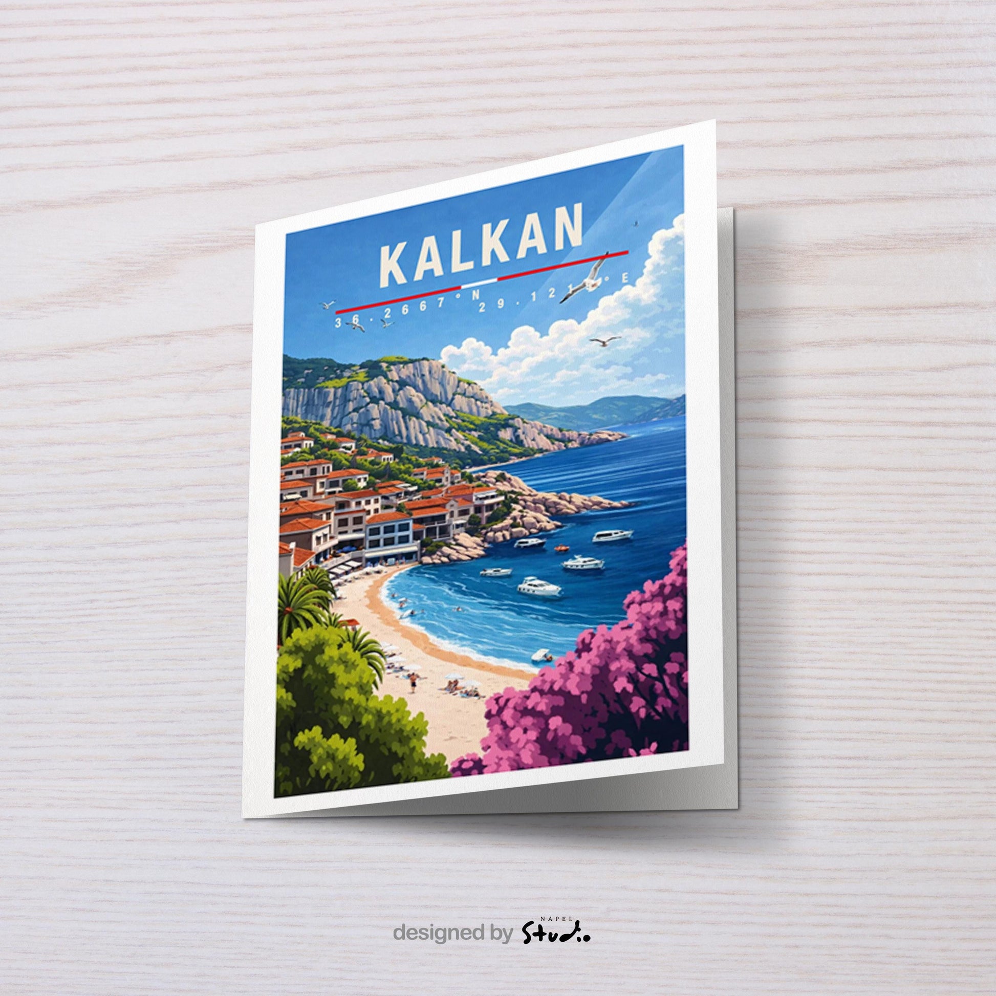 Postkarte Kalkan Mediterrane Reise Türkei Mit Hafen, Strand & Traditioneller Architektur