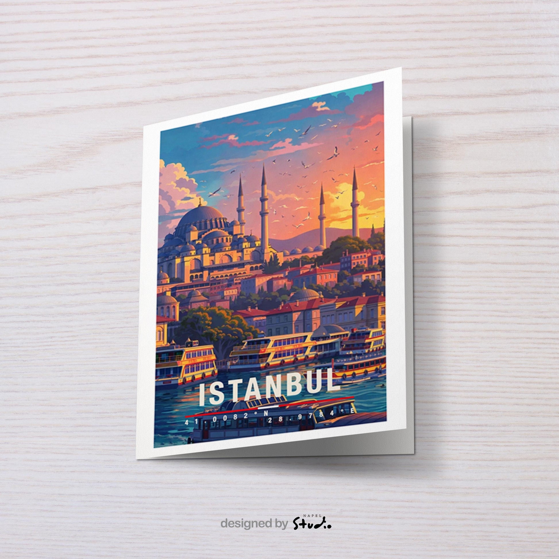 Postkarte Istanbul Illustrierte Reise Türkei Mit Moscheen, Bosporus, Altstadt & Orientalischem Charme