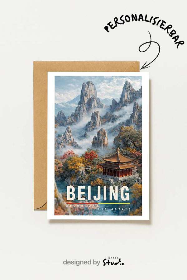 Postkarte Beijing China Tempel In Berglandschaft