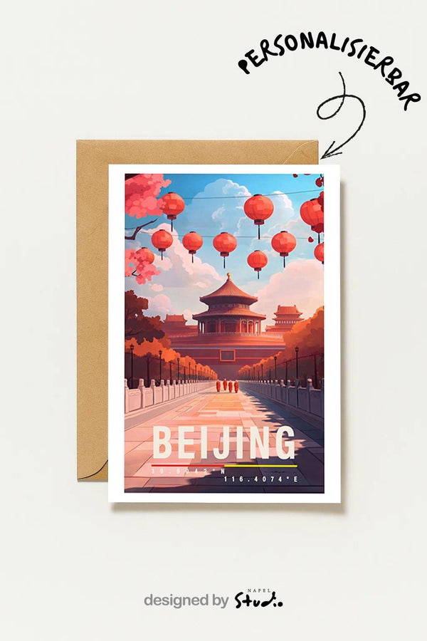 Postkarte Beijing China Rote Laternen