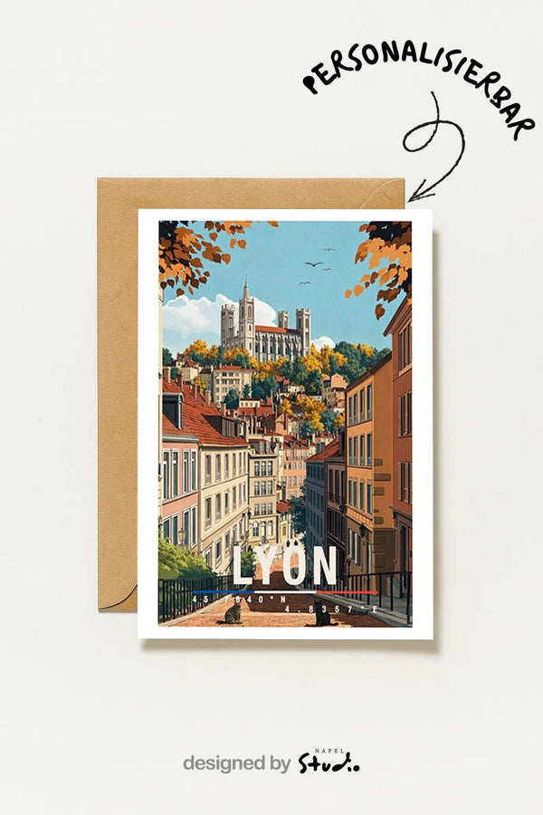 Postkarte Lyon, Frankreich Stadt , Altstadt Motiv, Reise , Städtegruß , France Greetingcard, Lyon Greetingcard
